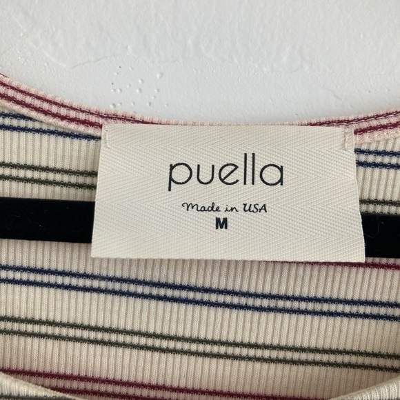 Anthropologie Puella Striped Swing Dress Long Sleeve Elbow Patch Multicolor M - Picture 12 of 13